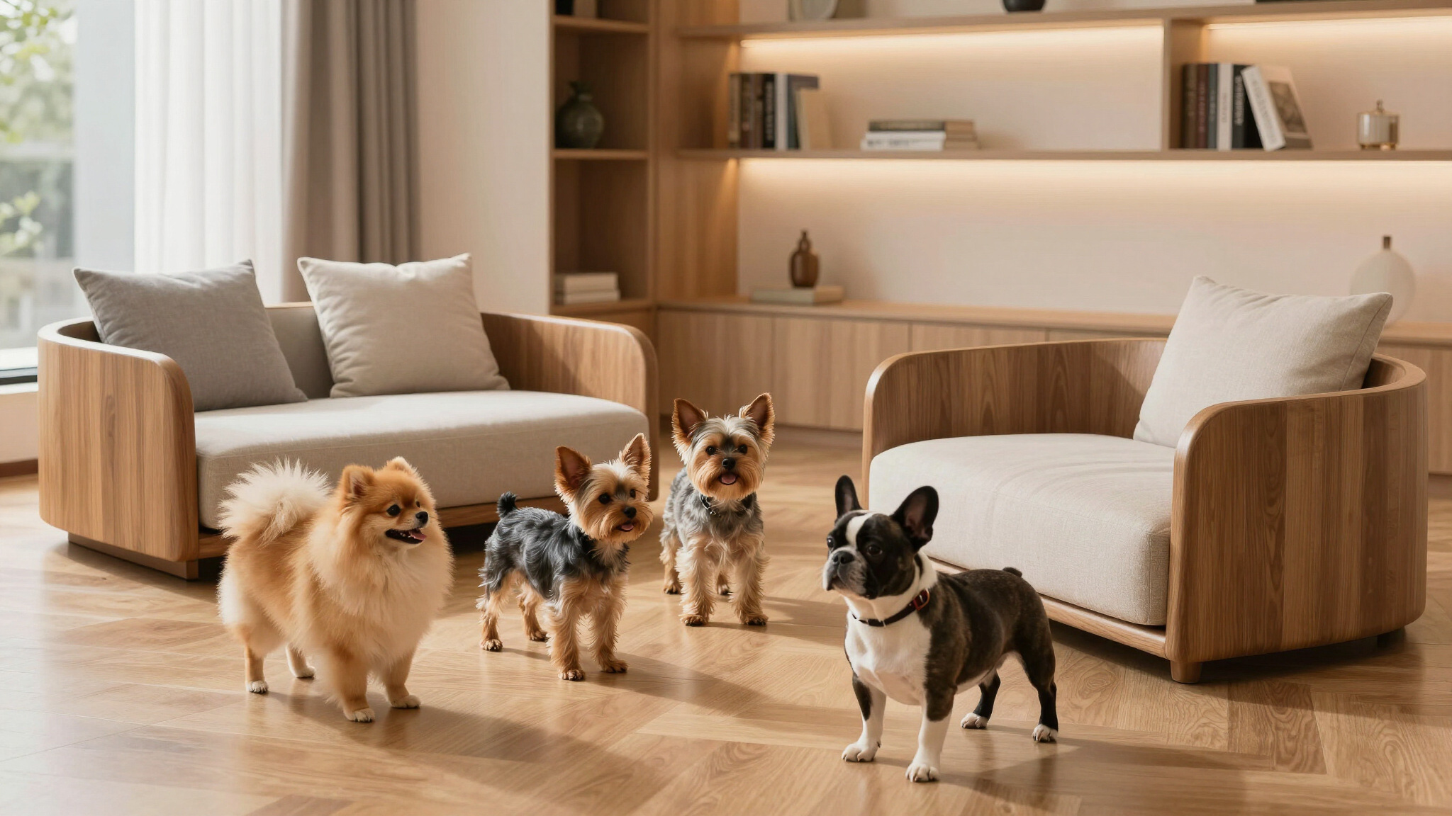 Small dog enjoying the Paw World lounge