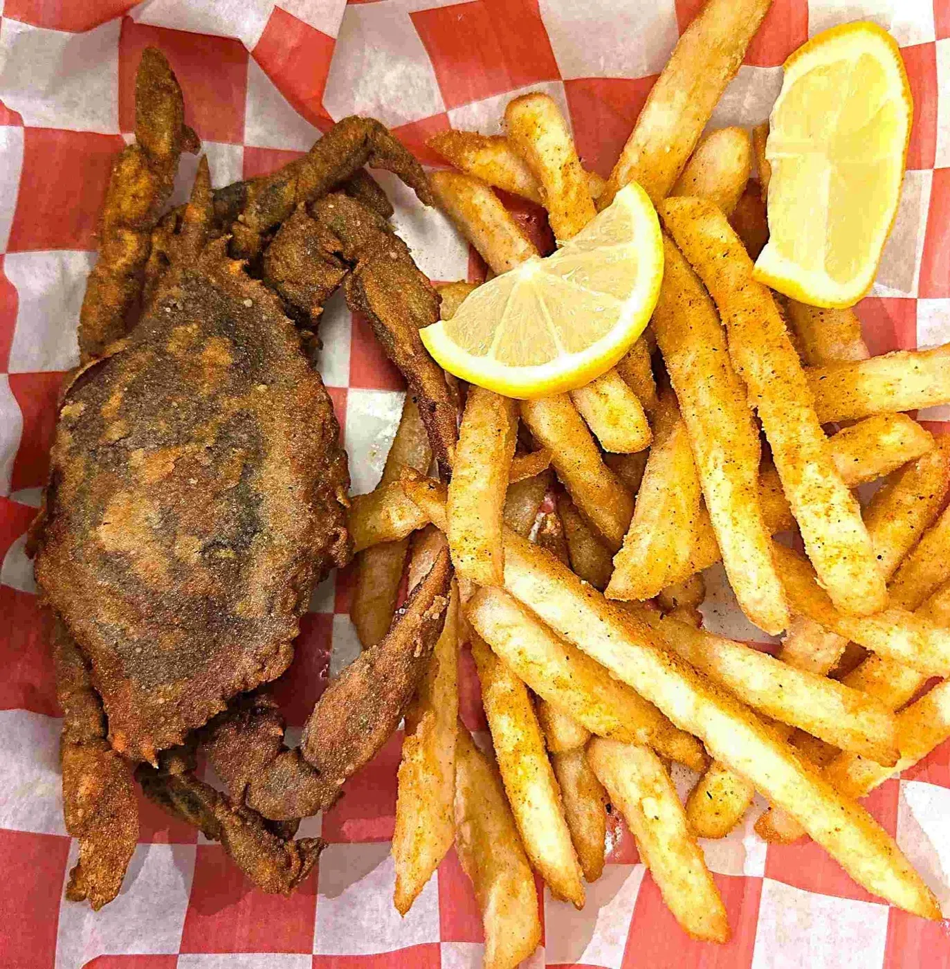 Fried softshell crab basket with fries